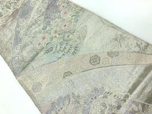 アンティーク　菊・松・笹模様織出し袋帯（材料）